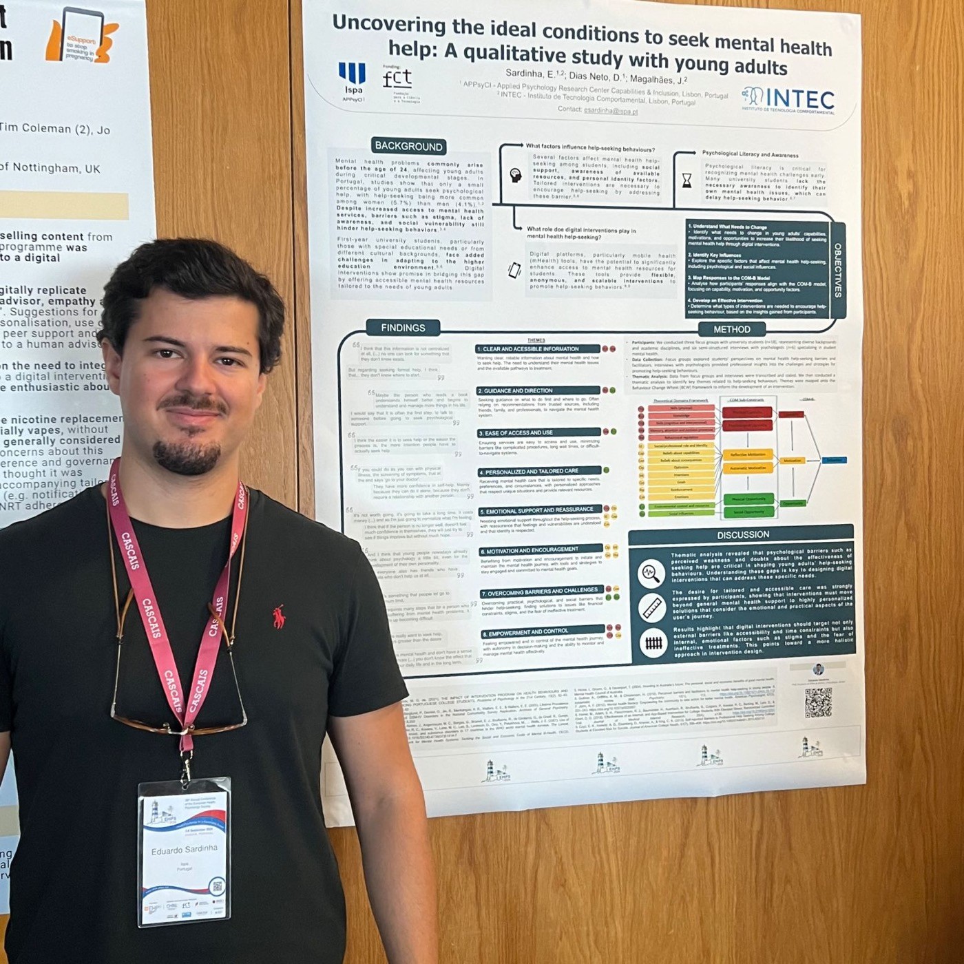 Eduardo beside the poster at the EHPS conference in Cascais
