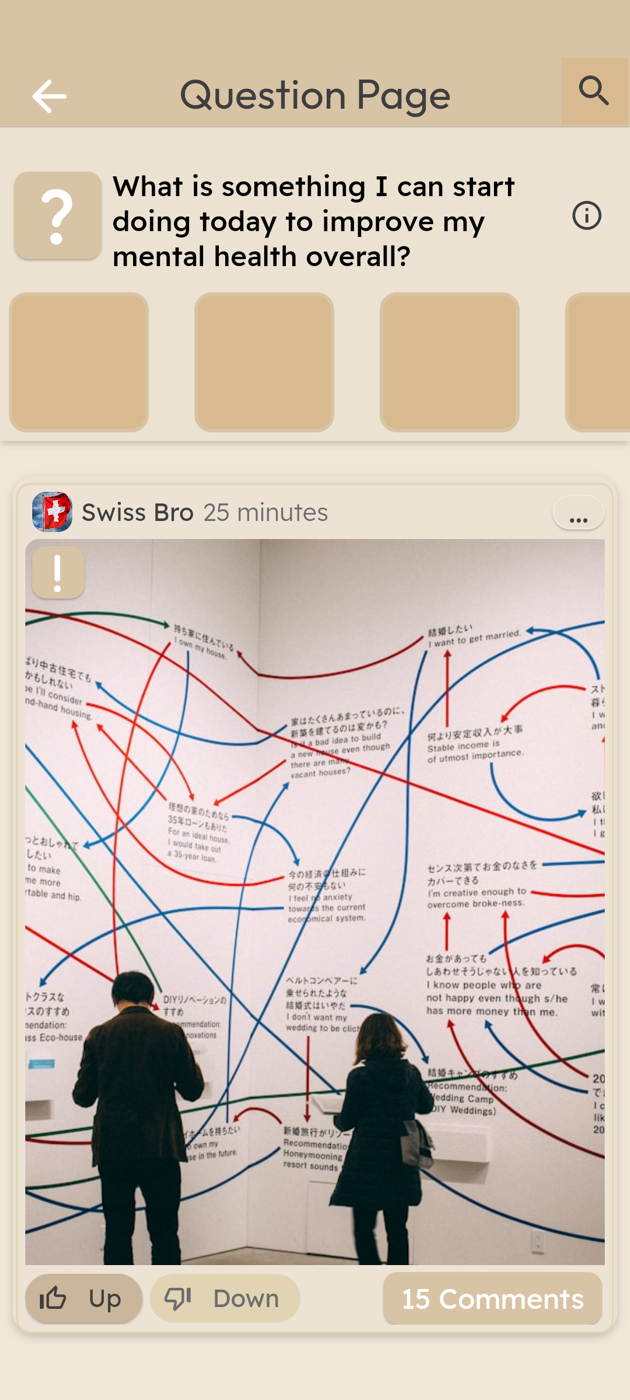 Click! question page: a community question with an image post, upvotes, and comments