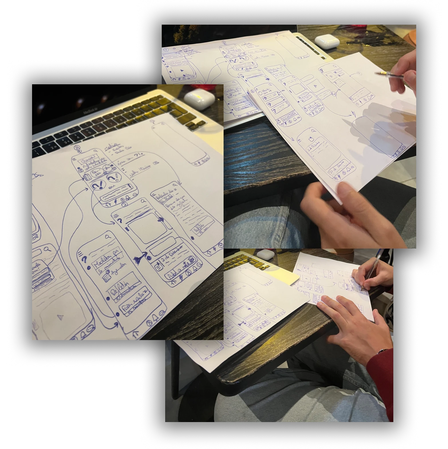 Hand-drawn sketches that led to the wireframe